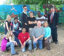 Councillor Ainslie at the Mural Project at Maplewood HS
