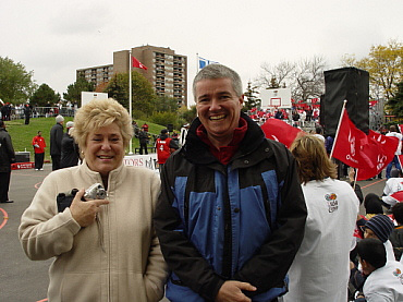 Councillor Ainslie at the Raptors Basketball Court - Grand Opening, Cornell Park Public School