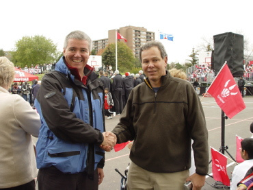 Councillor Ainslie at the Raptors Basketball Court - Grand Opening, Cornell Park Public School